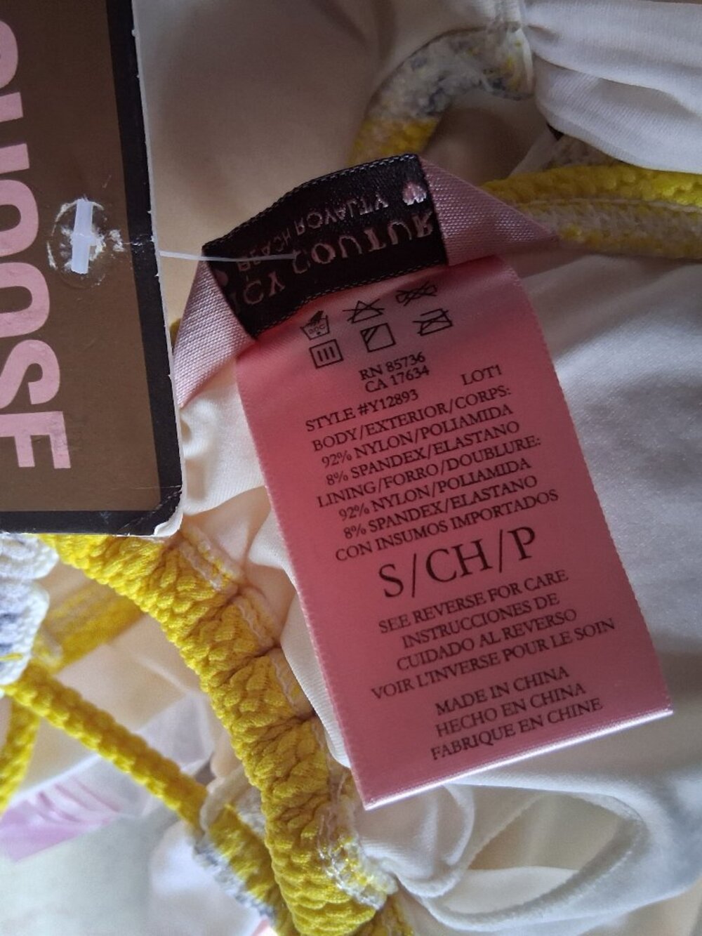 new JUICY COUTURE TEA ROSE YELLOW RIBBON BIKINI SMALL XS - Picture 9 of 9